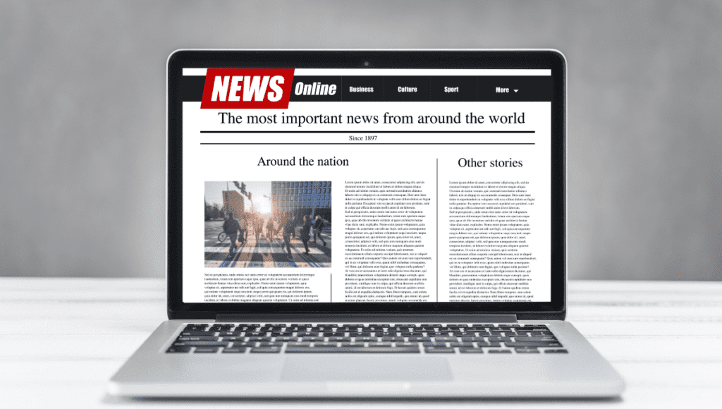 PJ News Ticker: The Secret Weapon for Keeping Up with the Fast-Paced News Cycle! 3 PJ news ticker on a laptop screen.